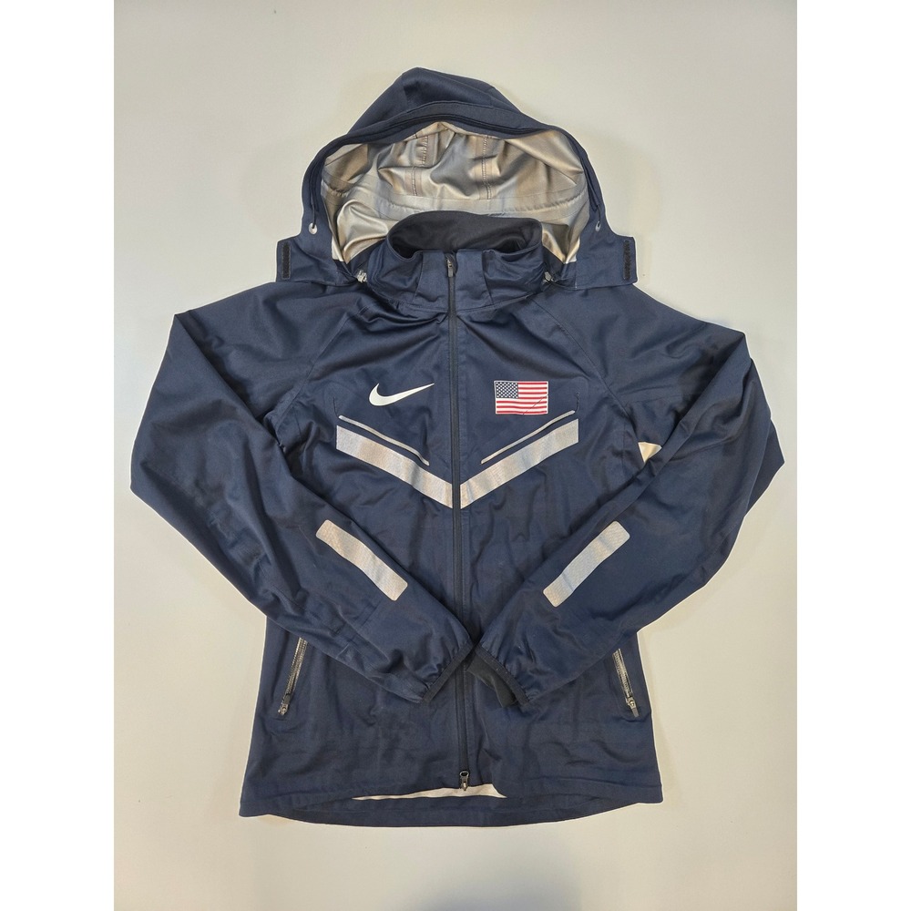 Nike Storm-FIT 5 Team USA Hooded Rain Jacket Navy Blue Womens XS